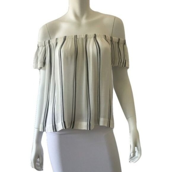 Cloth & Stone Ivory Striped Off-The-Shoulder Blouse - Picture 1 of 3